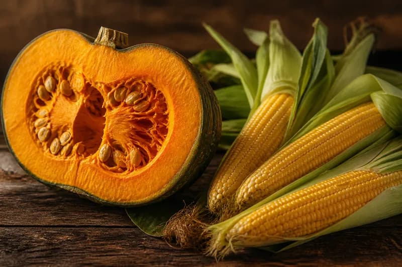 Squash & corn: Calabaza (pumpkin), Corn